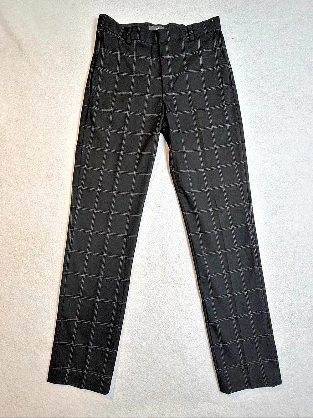 H&M Slim Fit Windowpane Plaid Suit Pants Black Waist 29
